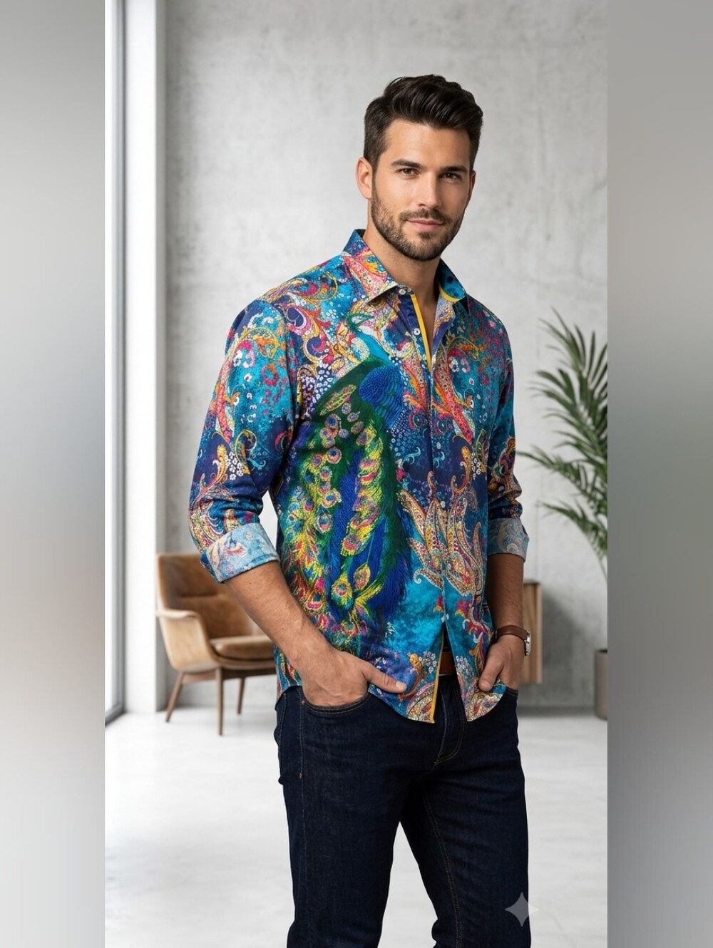 Barabas men's Shirt peacock (5XL, Extra Large)